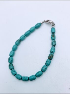 Real Turquoise Stone Bead Bracelet - Genuine Turquoise Blue Bracelet